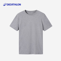 迪卡侬 运动纯棉t恤 圆领半袖打底跑步健身短袖-4639700灰色L