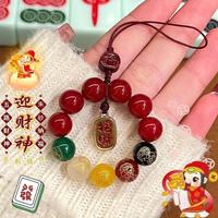 CYKE 国风朱砂手机挂绳串珠链手腕手机壳挂件文艺精致高级指环复古挂绳
