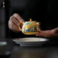 景盏 唐卡金银错陈德生茶礼鎏金西施壶珐瑯彩