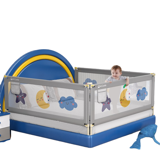 移动端、京东百亿补贴：慕卡索 MC-409 婴儿床护栏 单片装 银河灰 1.8m