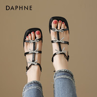 达芙妮 百搭优雅罗马高跟鞋  粗跟不累脚凉鞋