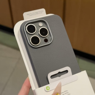 金属框皮纹苹果手机壳