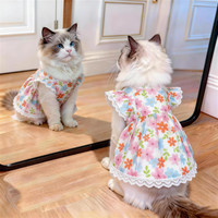 阿莫尔 猫衣服防掉毛夏季薄款连衣裙布偶德文猫宠物狗狗衣服2026新款清凉 碎花裙【薄款透气