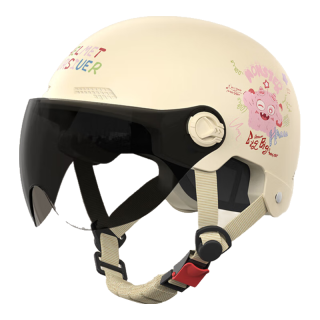 绿源 3C认证国标四季通用电瓶车头盔 笑脸卡其色-茶色短镜（超多款可选）