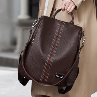 达芙妮 女款头层牛皮双肩包旅行轻便大容量防盗背包