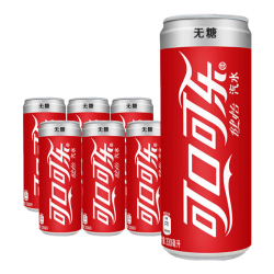 可口可乐 0糖清爽 无糖可乐 330ml*6罐