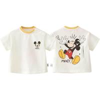 Disney 迪士尼 儿童短袖t恤宝宝夏装薄款男女童衣服白色上衣童装2024