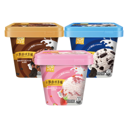 和路雪 大颗粒 &欢享桶 巧克力/甜查理/香草 3桶/1650g 冰淇淋