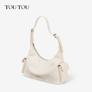toutou 小狗腋下包单肩腋下通勤软袋hobo包 奶油白