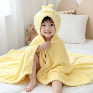 淘金币可用：唯相印 儿童浴巾可穿式连帽斗篷2025新款男女宝宝洗澡带帽浴袍四季通用