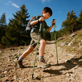 原始人 儿童登山杖 专业户外轻便折叠款爬山拐杖 伸缩徒步登山棍