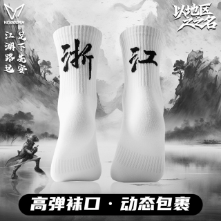 维动 地名系列休闲袜运动袜毛巾底高筒男纯色高帮