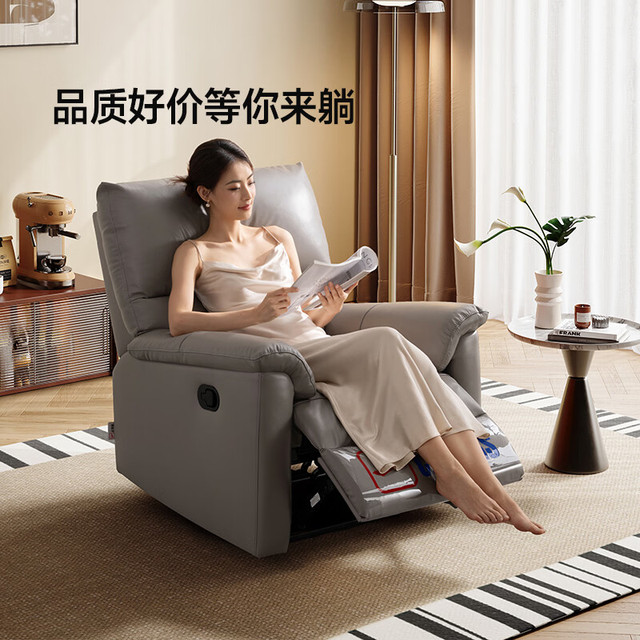 芝华仕 头等舱单人沙发椅真皮座椅手动电动功能冰岛灰