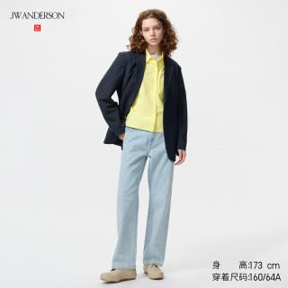 优衣库 常规款女装直筒牛仔裤/中腰水洗产品休闲裤子479004 482279 482279/62粉蓝色