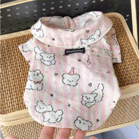 阿莫尔 猫咪衣服居家睡衣春秋新款宠物打底短袖粉色衬衫M 胸围40(建议5-8斤)