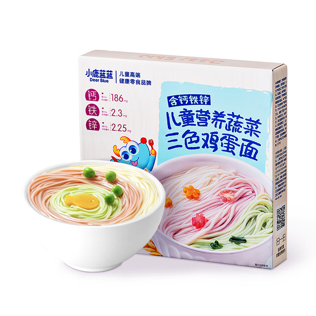 小鹿蓝蓝 儿童营养蔬菜三色鸡蛋面团体标准1kg量贩装强化钙铁锌 儿童营养蔬菜三色鸡蛋面/1kg