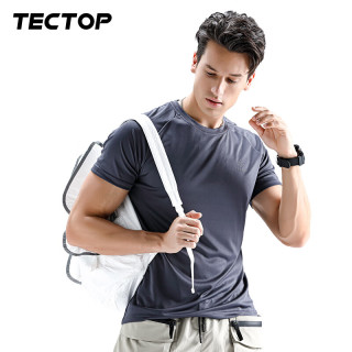 探拓 圆领短袖T恤男士运动户外夏季轻薄透气快干上衣女情侣款t恤 男款深灰色 XL