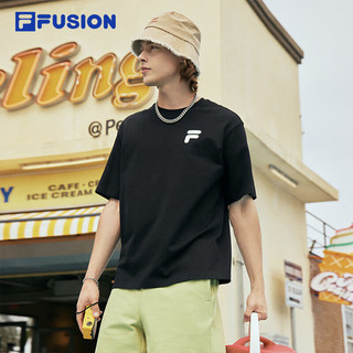  FILA FUSION 时尚宽松 款短袖T恤 深黑 M (170/92A)