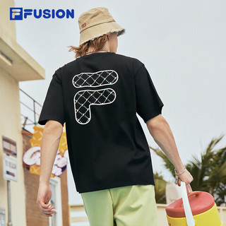  FILA FUSION 时尚宽松 款短袖T恤 深黑 M (170/92A)
