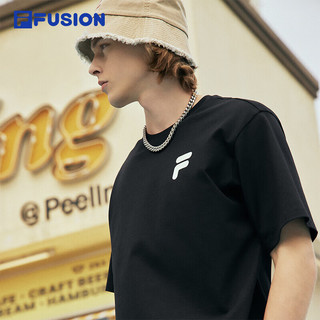  FILA FUSION 时尚宽松 款短袖T恤 深黑 M (170/92A)