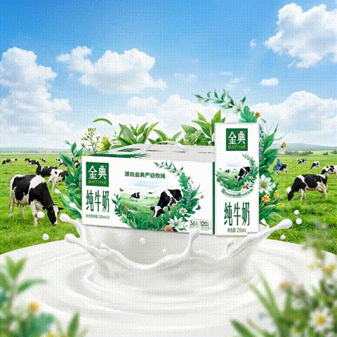 高端纯奶第一梯队：金典 3.6g蛋白+120mg高钙 纯牛奶 250ml*24盒*2箱 3.6g蛋白质