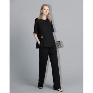 德玛纳 【懒人免搭套装】圆领开衩设计感T恤休闲裤女士两件套