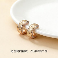 KRISTEN JUDI 老钱风 菱形格纹C型半圈 耳环