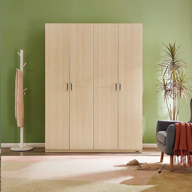 全友 家居 现代简约风大衣柜顶柜 白橡木色 1.6m四门衣柜 包安装/上门