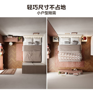  QuanU/全友 头层牛皮 床+床垫 【牛皮 | 云絮白】 1.5米x2米