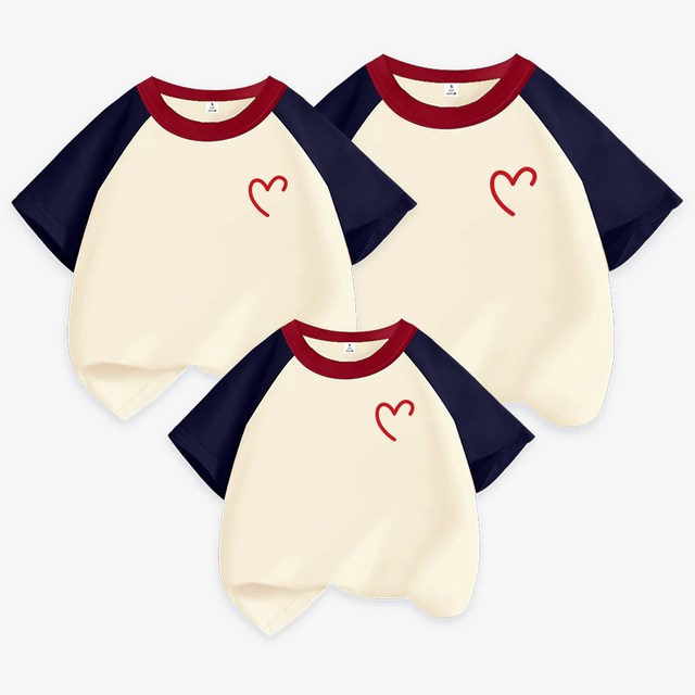 莱梦德 亲子装t恤2025一家三四口短袖全家服拍照沙滩亲子高级感母女装夏