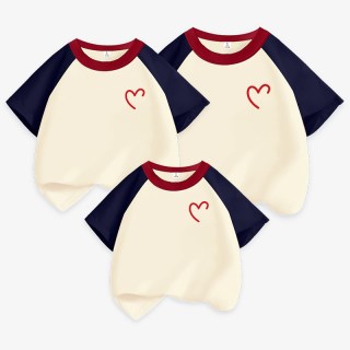 莱梦德 亲子装t恤2025一家三四口短袖全家服拍照沙滩亲子高级感母女装夏