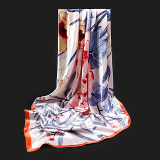 达芬奇密码 女士大方丝巾（拍2件29） 绮丽花开 桔色边