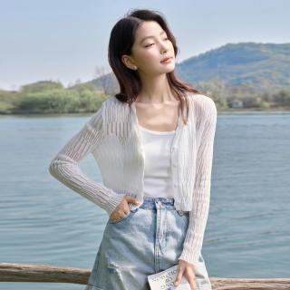 茵曼 镂空设计高级感上衣女洋气薄款柔软舒适透气针织衫女