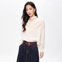 Iammix27 优雅气质飘带设计 女士长袖套头小衫