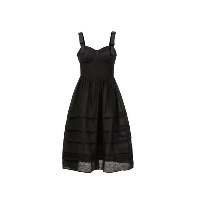 ONLY 夏季双层透纱蝴蝶结吊带蛋糕裙连衣裙女