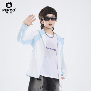 小猪班纳 儿童新款防晒衣 拼接蓝色