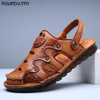 FOURDATRY 头层牛皮 男士凉鞋 黄色8192 39