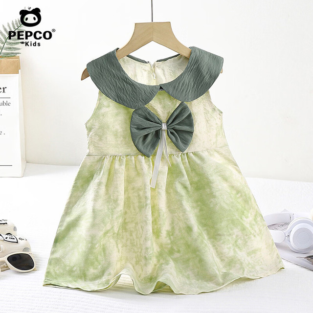 小猪班纳 新款儿童云朵棉连衣裙 晕染绿色