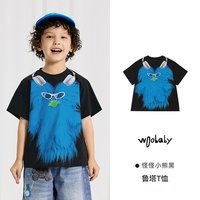woobaby [沐言同款】woobaby儿童短袖T恤男女童夏季凉感毛怪亲子童装