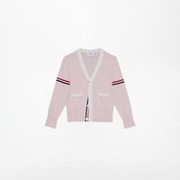 THOM BROWNE 儿童棉质经典V 领薄开衫