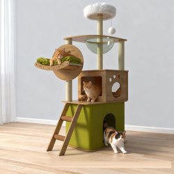 珑小宠 猫爬架猫窝加粗大型猫树一体太空舱猫架子小户型不占地麻绳猫玩具 150cm 5层 绿布多功能款