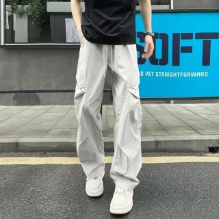 凡客诚品 美式速干透气褶皱伞兵冲锋裤工装直筒薄款休闲裤薄款灰色长裤男款