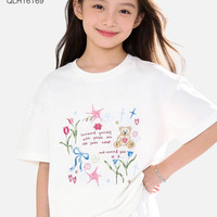 88VIP：多妙屋 女童短袖t恤夏季新款儿童上衣大童薄款打底衫青少年洋气白色童装