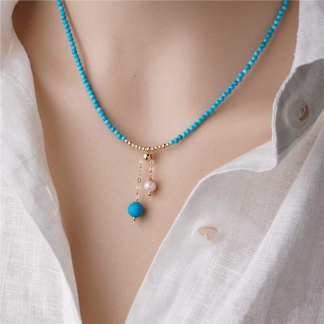 花饰庄园 轻奢百搭 珍珠绿松石项链