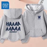 JEANSWEST/真维斯 加绒 儿童外套 【春秋款】灰/蓝W字母K+J哈哈哈