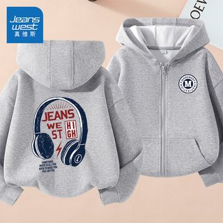  JEANSWEST/真维斯 加绒 儿童外套 【春秋款】灰/J耳机+J圆徽章蓝K