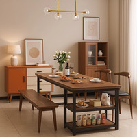  First Forest/第一森林 15MM厚板 铁艺餐桌椅子全套 副格