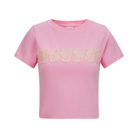 MOUSSY/摩西 蕾丝LOGO刺绣 女士短袖T恤 090粉红色