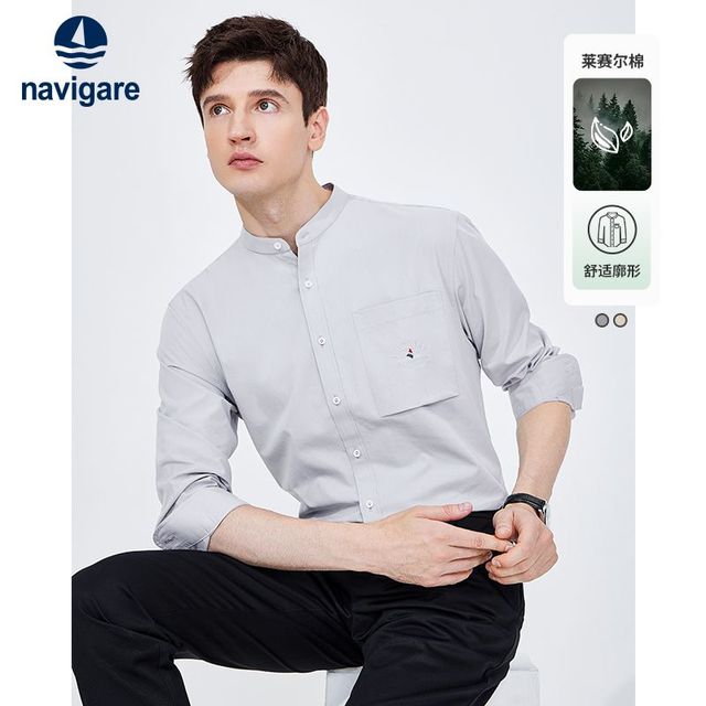 navigare 意大利小帆船男士新款长袖春夏季衬衫休闲衬衣中青年条纹xl、xxl码