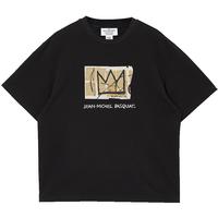 杰克琼斯 杰克·琼斯（JACK&JONES）男装25年凉感重磅短袖T恤男士夏季潮流宽松休闲圆领BSQ联名半袖t S03黑色 L